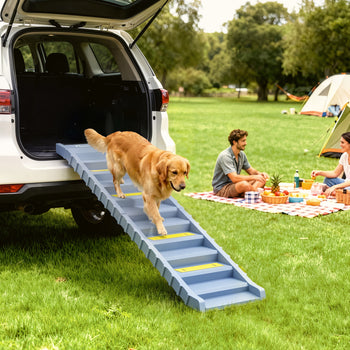 Dog Stairs for Car Truck SUV, Foldable Dog Ramp for Large Medium Small Dogs, Gray