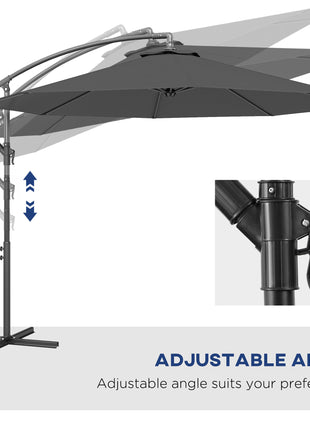 10' Cantilever Tilt Offset Patio Umbrella w/ UV & Water Safe Material & Cross Base (Weight Not Included), Gray