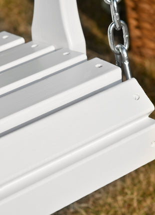 46" 2-Person Porch Swing Wooden Patio Swing Bench with Cup Holders, Slatted Design, Chains, 440lb Weight Capacity, White
