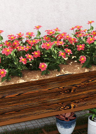Galvanized Raised Garden Bed, Metal Planter Box with Legs, Storage Shelf and Bed Liner, Dark Brown