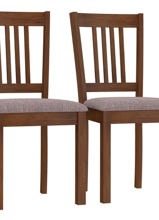 Dining Chairs Set of 2 Linen Upholstered Kitchen Chairs with Rubberwood Legs for Dining Room Living Room Walnut Taupe