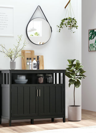 Sideboard Buffet Cabinet, Coffee Bar Cabinet with 2 Doors and Adjustable Shelves, Console Table for Kitchen Entryway Living Room, Black