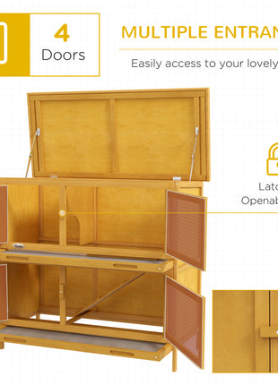 Wooden Bunny Hutch with Ramp, Indoor/Outdoor, Yellow