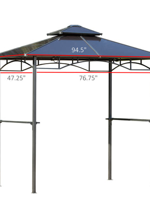 8' x 5' Barbecue Grill Gazebo Tent, Outdoor BBQ Canopy with Side Shelves, and Double Layer PC Roof, Brown