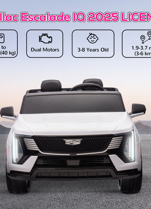 2-Seater 12V 10AH Ride on Truck, Cadillac Escalade Licensed Electric Car for Kids w/ Spring Suspension Wheels, White