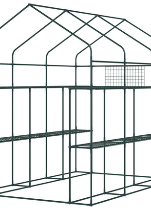 7' x 5' x 6' Walk-in Greenhouse for Outdoors with Mesh Door and Windows, 18 Shelf Hot House with Trellis, Plant Labels, UV Protective for Growing Flowers, Herbs, Vegetables, Saplings, Green