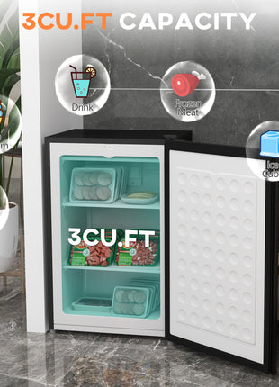 Upright Freezer, 3 Cu Ft Small Freezer with Reversible Single Door, Adjustable Thermostat for Home, Apartment, Black