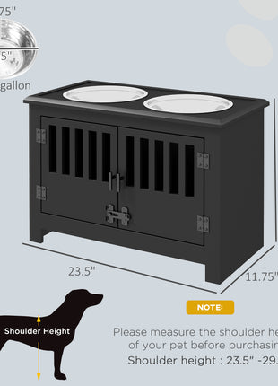 Dog Food Storage Cabinet with Bowls & Dog Feeding Station, Black