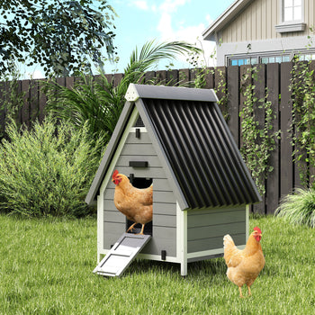 Chicken Coop for 2 Chickens, Outdoor Wooden Chicken House with Removable Nesting Box & Roosting Bar, Tray, Ramp