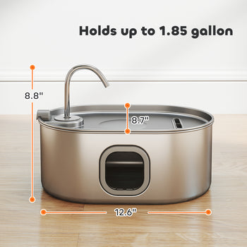 246 oz./7L Stainless Steel Cat Water Fountain with Filters, Ultra-Quiet Pump, for Cats, Dogs & Multi-Pet Homes