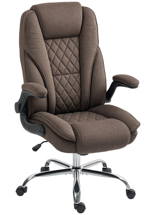 Executive Office Chair, Desk Chair with Flip-up Armrest, Diamond Fabric Computer Chair for Home Office, Dark Brown
