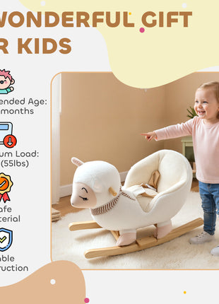 Baby Rocking Horse, Sheep Rocking Horse with Lullaby Song for Toddlers 18–36 Months, White