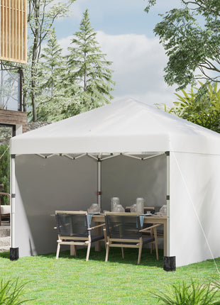 10' x 10' Pop Up Canopy Tent with 3 Sidewalls, Leg Weight Bags and Carry Bag, Height Adjustable, Instant Party Tent Event Shelter Gazebo for Garden, Patio, Cream