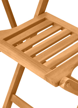 3-Piece Acacia Wood Bistro Set, Folding Patio Furniture with 2 Folding Chairs and Round Coffee Table, Teak, Slatted Finish, for Backyard, Balcony, Deck, Natural