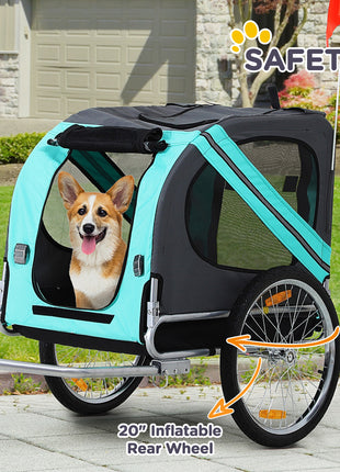 Dog Bike Trailer with 3 Entrances Large Wheels, Green