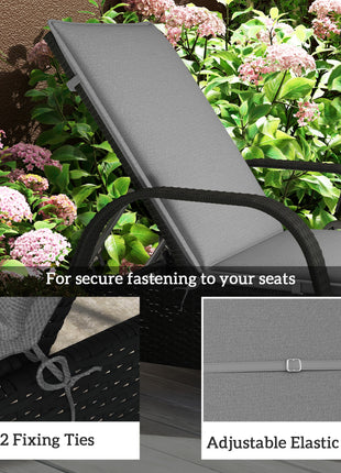 Foldable Chaise Lounge Cushion Set of 2, Outdoor Lounge Chair Cushion Set, UPF50+ 200gsm Fabric, 76" x 23", Gray