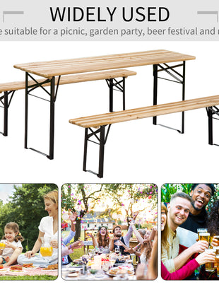 6' Portable Picnic Table and Bench Set, Outdoor Wooden Folding Camping Dining Table Set for Patio Garden Outdoor Activities