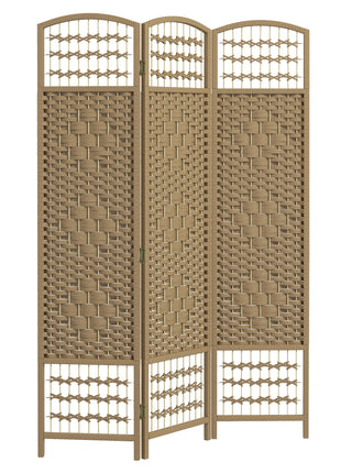 3 Panel Folding Room Divider Portable Privacy Screen Wave Fiber Room Partition for Home Office Natural
