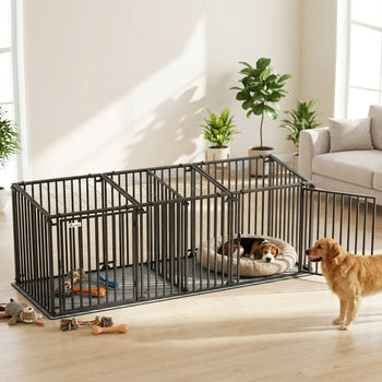 83"L Heavy Duty Dog Crate, Extra Large Dog Kennel with Divider and Mat for Large Breeds, Modular Puppy Playpen