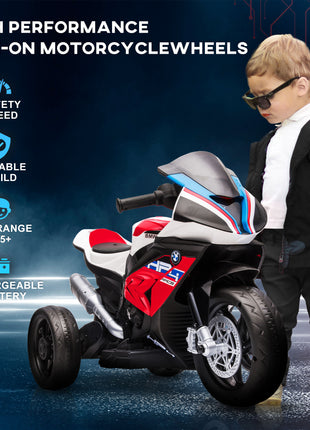 Licensed 6V Kids Ride on Motorcycle, Off-Road Battery Powered Three Wheels Dirtbike with USB, AUX, Music and Headlight for Toddler, Red
