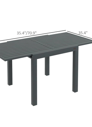 Expandable Patio Table, Outdoor Dining Table for 4-6 with Aluminum Frame for Garden, Lawn, Balcony Terrace, Gray