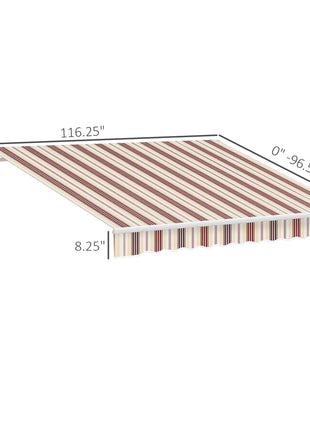10' x 8' Retractable Awning, Patio Awnings, Sunshade Shelter w/ Manual Crank Handle, UV & Water-Resistant Fabric and Aluminum Frame for Deck, Balcony, Yard, Red & Beige