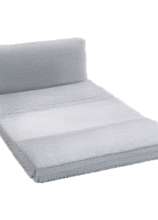 Bean Bag Floor Sofa Bed, Contemporary Plush Wide Folding Floor Mattress, Foam Filling Wall Couch Sleeper, Light Gray