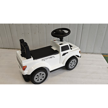 Toddler Car Licensed Ford Raptor with Headlights, Horn, Under Seat Storage, Anti-Tip Design for 18-36 Months, White