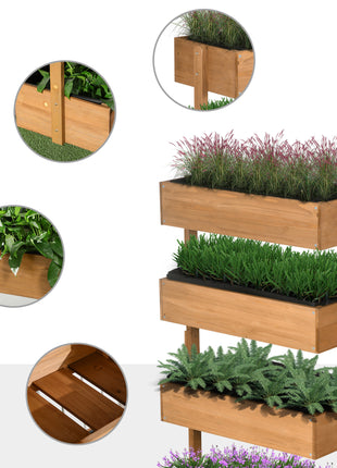 Vertical 4 Tier Raised Garden Bed, Wooden Planter Box, Self-Draining with Bed Liner for Indoor Outdoor Flowers, Vegetables and Herbs, Orange