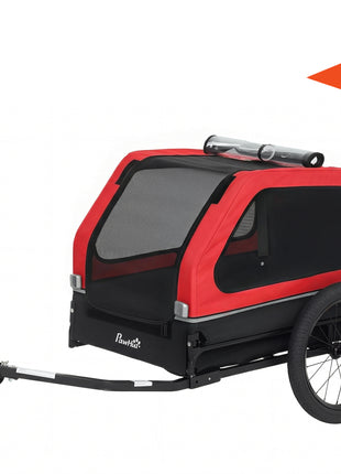 Dog Bike Trailer for Small & Medium Dogs, Universal Bicycle Coupler, Flip-Down Ramp Tailgate, Red