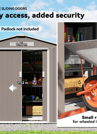 7' x 4' Outdoor Storage Shed, Garden Tool Metal Shed with Foundation Kit, Double Lockable Door, Air Vents and Sloping Roof, for Backyard, Patio, Lawn, Gray