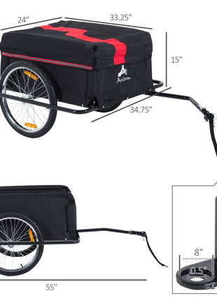 Bicycle Cargo Trailer, Two-Wheel Bike Luggage Wagon Trailer with Removable Cover, Wheel 20", Red
