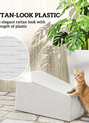 Tall Planters for Outdoor Plants Set of 3, 24 In Taper Planters with Drainage Holes, Rattan Decor Plant Pots, White