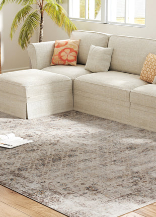 Machine Washable Area Rug 8x10, Non-Slip Traditional Floor Carpet for Living Room, Bedroom, Light Mixed-Brown