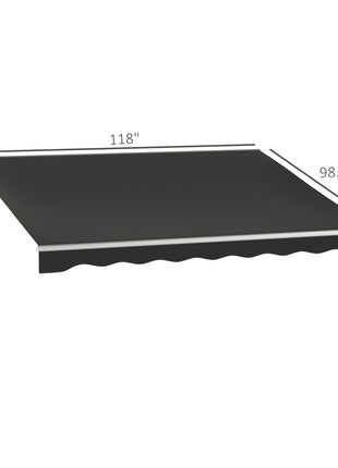 10' x 8' Electric Awning, Retractable Awning, UV Protection Sun Shade Shelter with Remote Controller and Manual Crank Handle for Deck, Balcony, Yard, Black