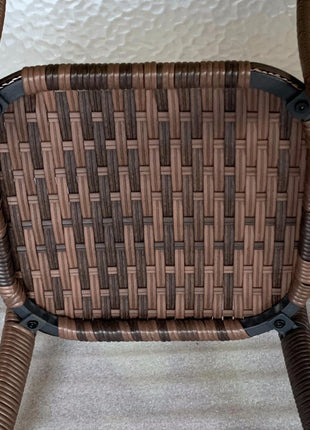 Outdoor Coffee Table with Storage Shelf, Hand-Woven Wicker Side Table with Water-Ripple Glass Top, Mix Brown