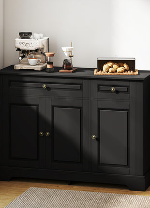 Sideboard Buffet Cabinet, Modern Accent Cabinet with 2 Drawers and Adjustable Shelves, Entryway Cabinet, Black