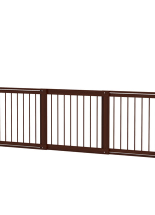 28"-75" Freestanding Wooden Pet Gate with Support Feet & Non-Slip Mats for Indoor, Stairway, Doorway, Brown
