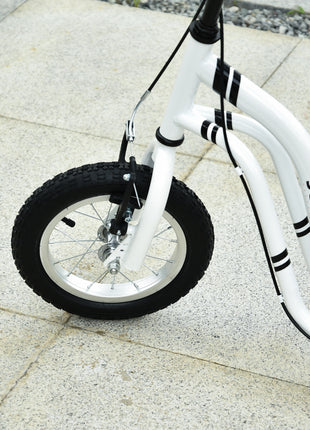 Youth Scooter Front and Rear Caliper Dual Brakes 12-Inch Inflatable Front Wheel Ride On Toy For Age 5+ - White