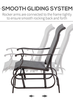 Outdoor Glider Chair, Gliders for Outside Patio with Steel Frame and Mesh Fabric for Backyard, Garden, and Porch, Gray
