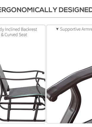 Outdoor Glider Chair, Gliders for Outside Patio with Steel Frame and Mesh Fabric for Backyard, Garden, and Porch, Gray