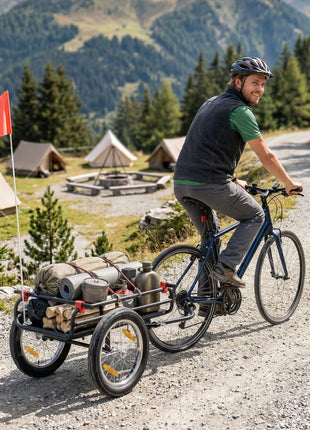 2-In-1 Bike Cargo Trailer & Wagon Cart, Multi-Use Bicycle Trailer with Quick Release 16" Pneumatic Wheels, Kickstand