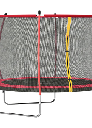 10ft Outdoor Trampoline with Net Enclosure, Curved Poles and Safety Pad, ASTM Approved, Red