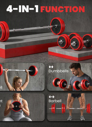 Adjustable Dumbbell Set, 44lbs Convertible to Barbell Weight Set for Home Gym Women and Men Weight Lifting Training