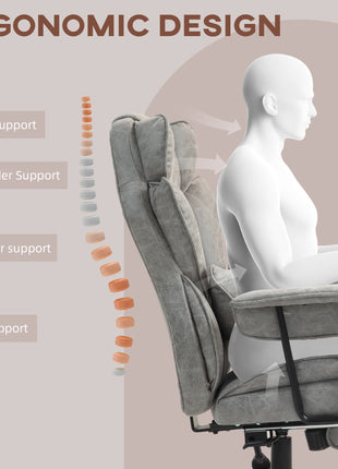 396lbs. Big and Tall Office Chair, Executive Office Chair with Footrest, Lumbar Support, and Reclining Function, Gray