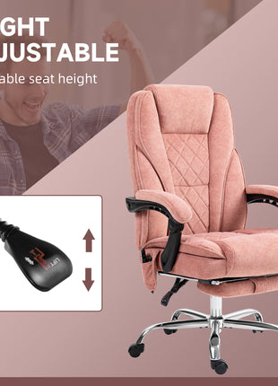 Massage Office Chair, Heated Reclining Computer Chair with Adjustable Height and Footrest, Pink