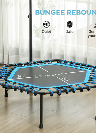 45" Rebounder Trampoline for Adults, Quiet Bungee Rebounder with LED Lights and Adjustable Handle, Blue
