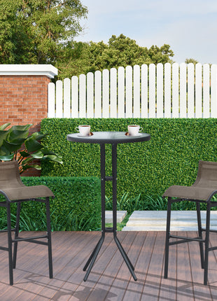 3 Piece Bar Height Outdoor Bistro Set for 2, Tan