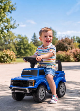 Toddler Car Licensed Ford Raptor with Headlights, Horn, Under Seat Storage, Anti-Tip Design for 18-36 Months, Blue