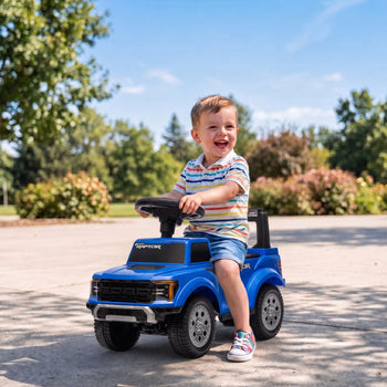 Toddler Car Licensed Ford Raptor with Headlights, Horn, Under Seat Storage, Anti-Tip Design for 18-36 Months, Blue